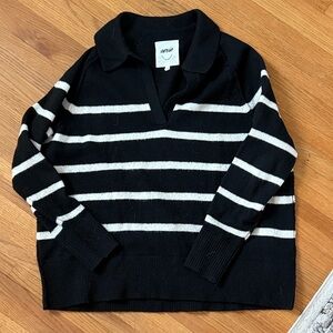 Black and White Striped Oversized Sweater